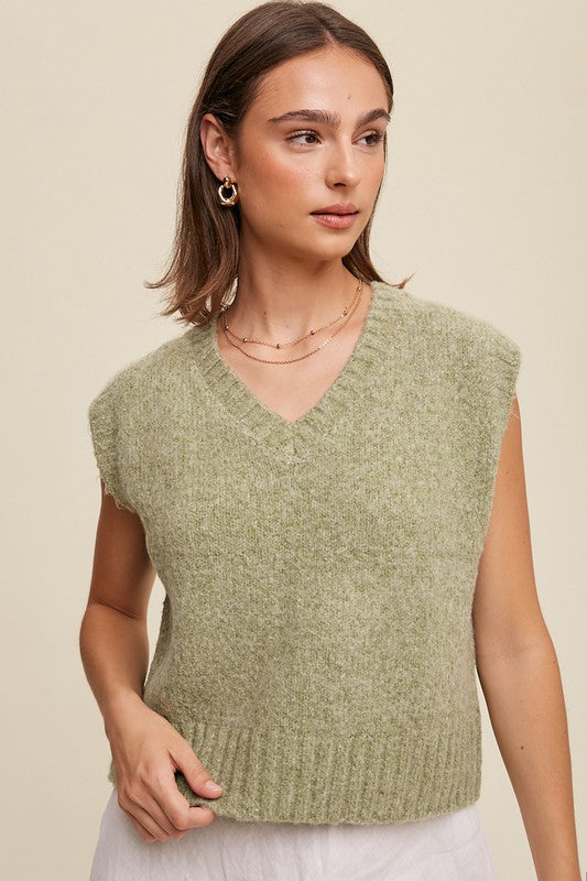 Soft Touch Cropped Knit Sweater Vest