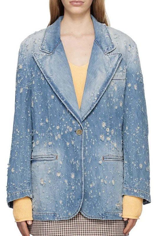 Distressed Denim Blazer