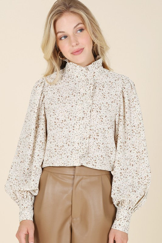 Floral & Flirty Stand Collar Floral Blouse