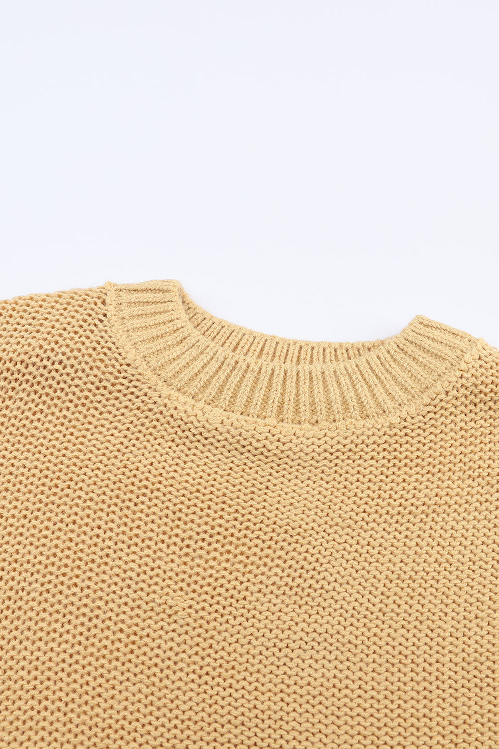 Khaki Casual Hollowed Long Sleeve Knit Sweater