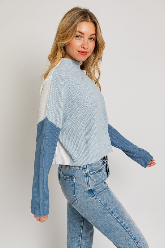 Peach Color Block Oversize Sweater