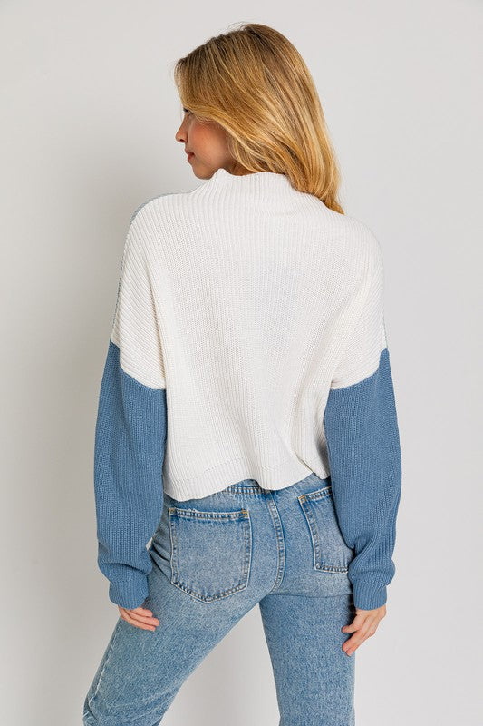 Peach Color Block Oversize Sweater