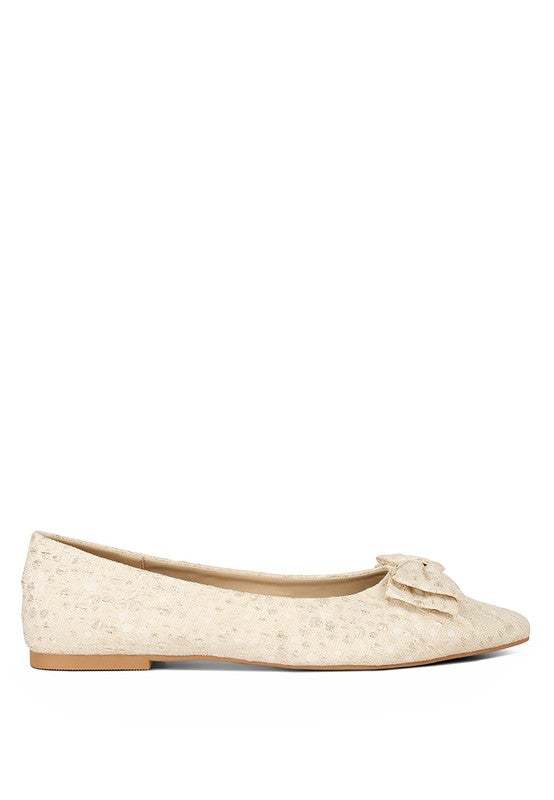 Cicely Jacquard Bow Embellished Ballet Flats