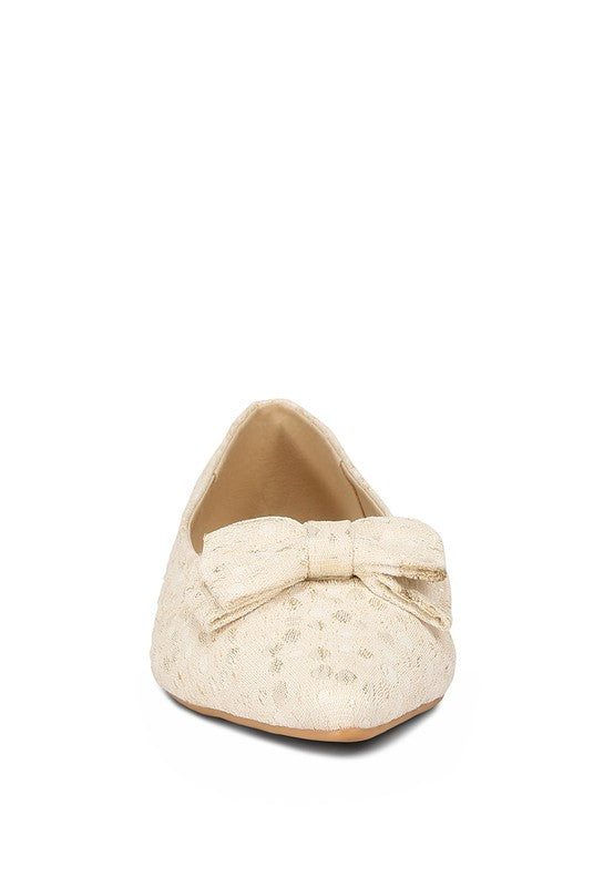 Cicely Jacquard Bow Embellished Ballet Flats