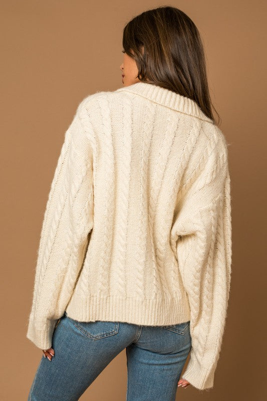 Collared Cable Cardigan