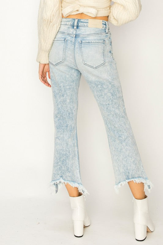 PLUS - HIGH RISE STRETCH CROP FLARE JEANS