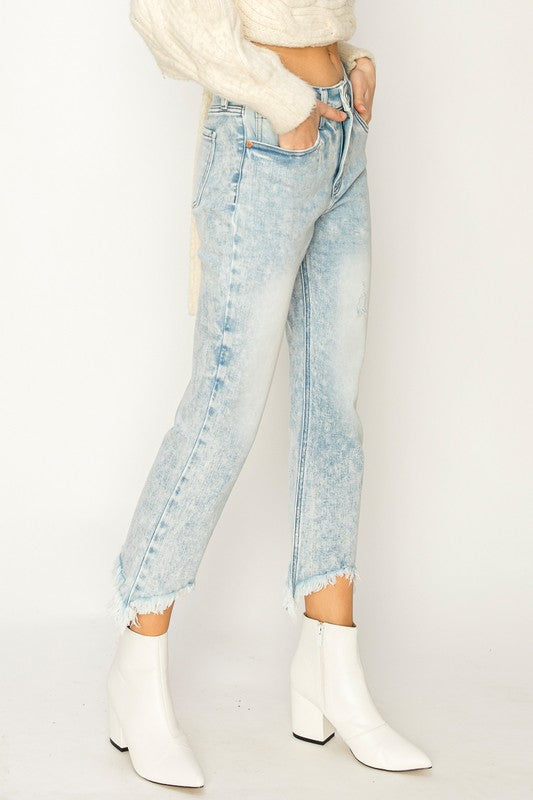 PLUS - HIGH RISE STRETCH CROP FLARE JEANS