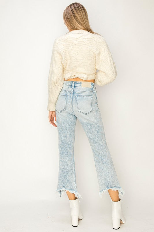 PLUS - HIGH RISE STRETCH CROP FLARE JEANS