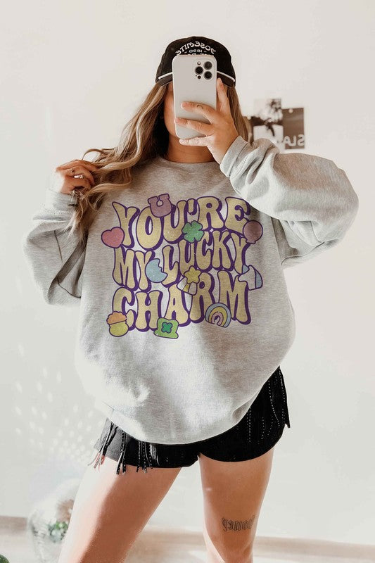 LUCKY CHARM ST PATRICKS GRAPHIC SWEATSHIRT