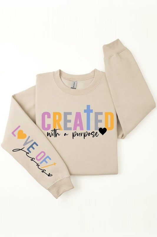 Love of Jesus Sleeve Graphic Fleece Sweatshirts