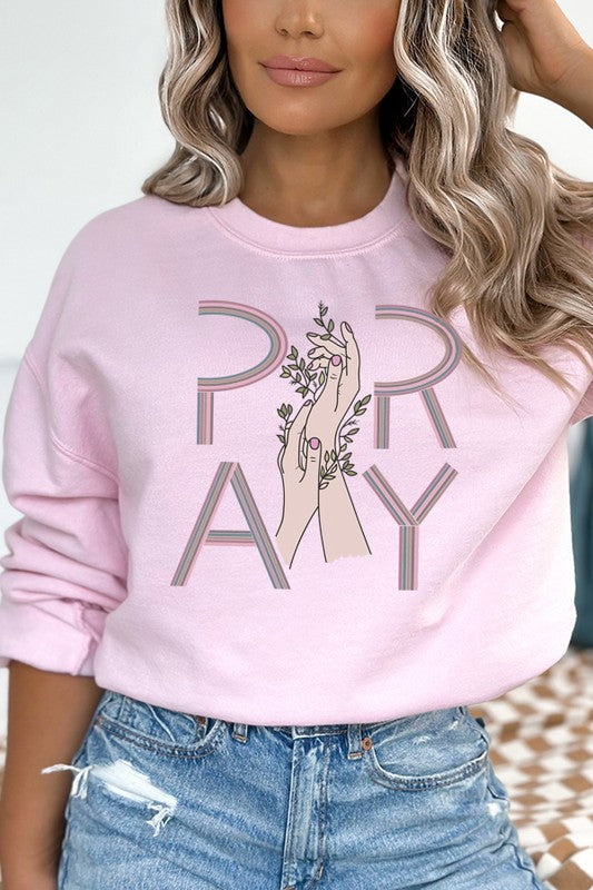 Pray Hands Floral Graphic Sweatshirt