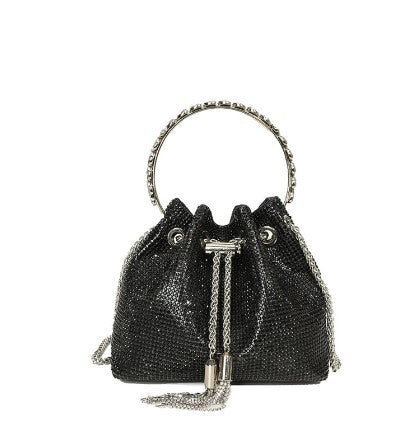 Black Mini Bucket Bag diamond Sling Purse