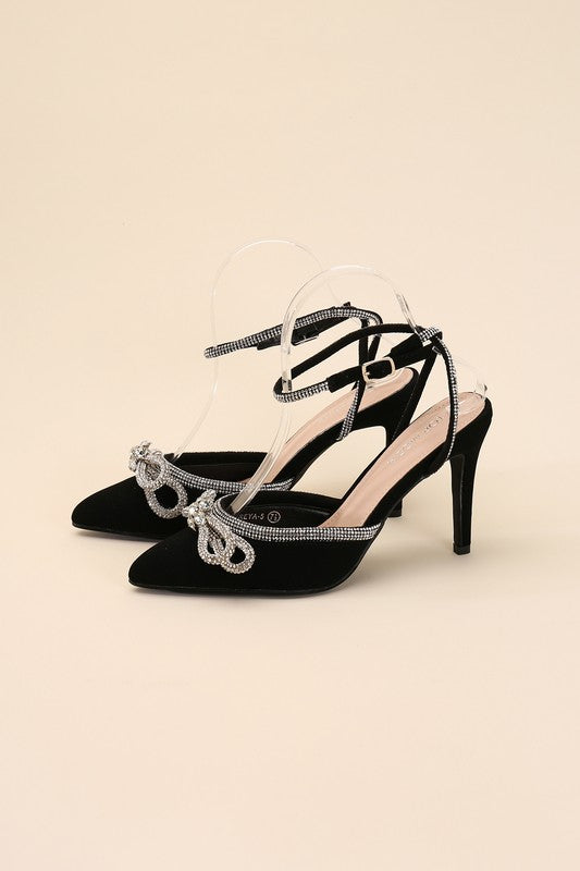 Freya Black Double Bow Heel