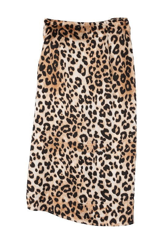 Wild Satin leopard tie skirt