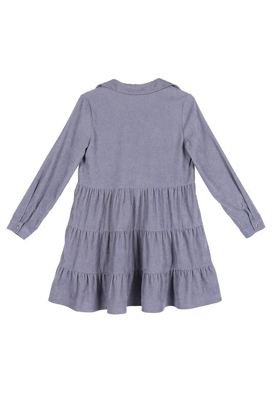 Blue Baby Corduroy Tiered Dress