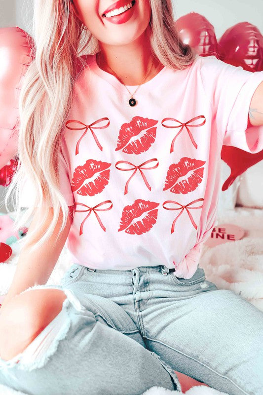 BOWS AND KISSES Valentine Graphic T-Shirt