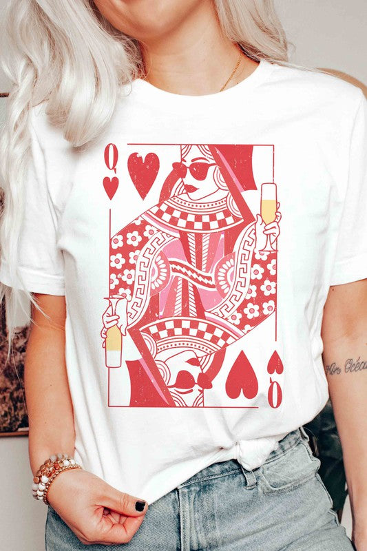 CHAMPAGNE QUEEN OF HEARTS Valentine Graphic T-Shirt