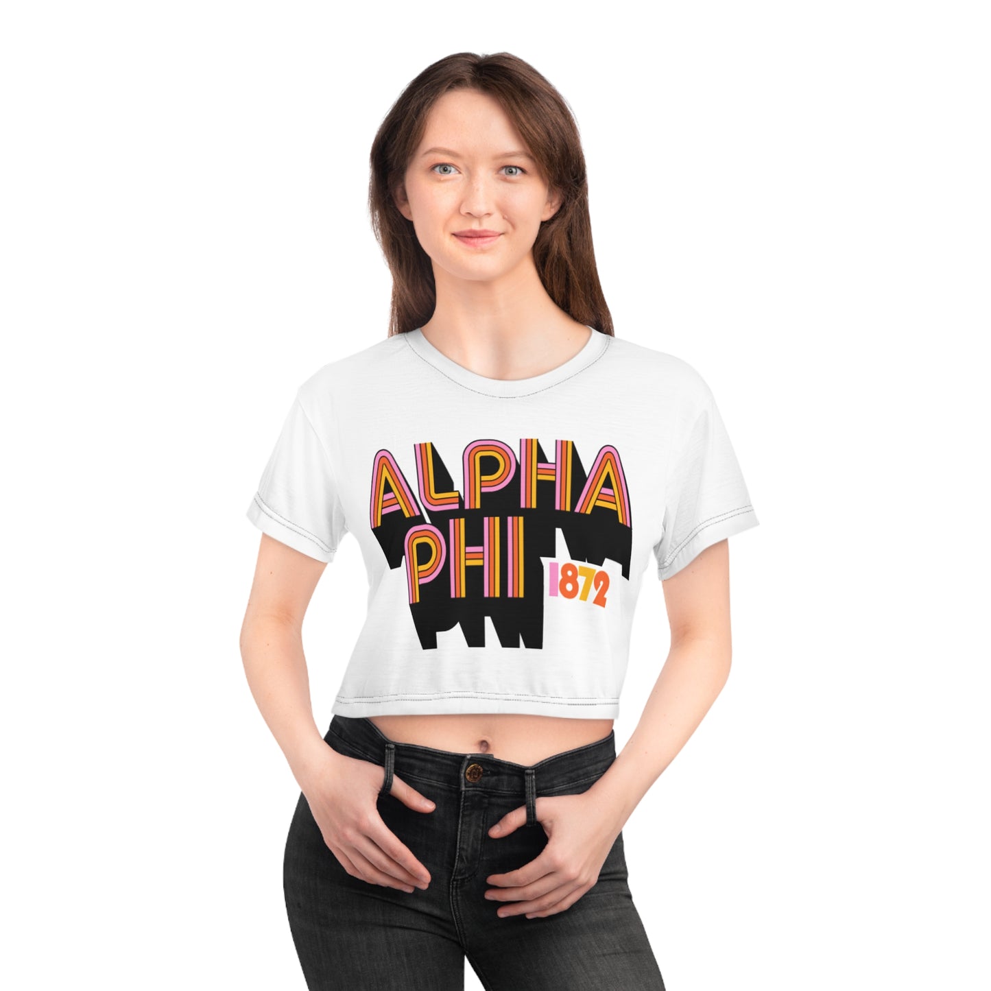 Alpha Phi Retro Crop Tee (AOP)