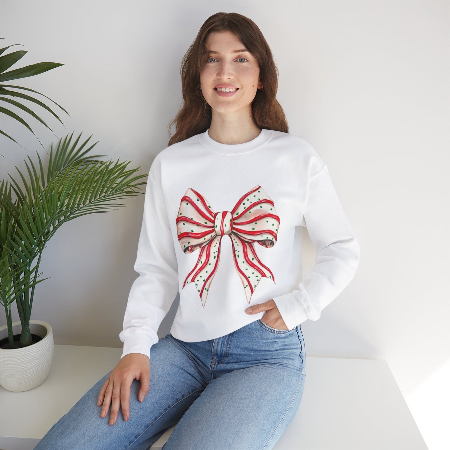 “Christmas Cake Bow,” Holiday Sweatshirt