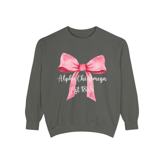 Alpha Chi Omega Bow Unisex Garment-Dyed Sweatshirt