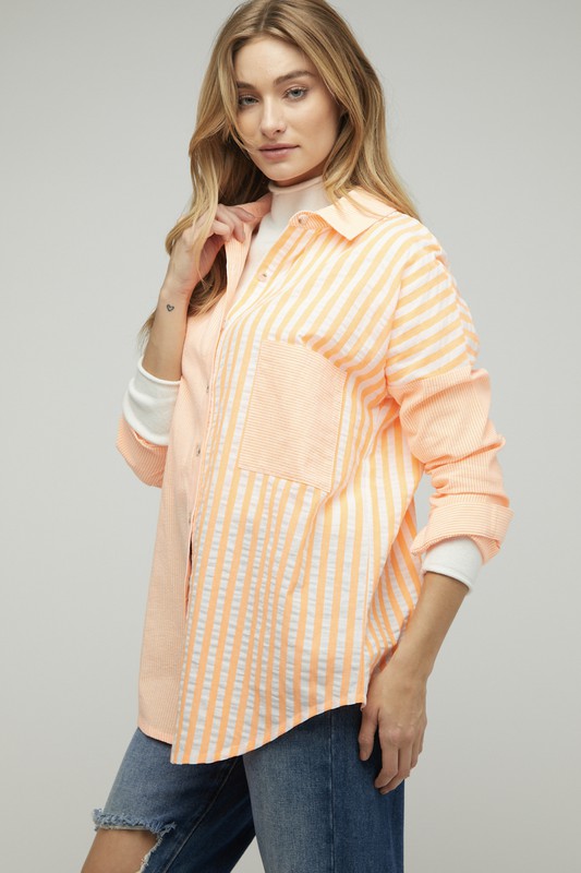 Stripe Button Down Long Sleeve Shirt