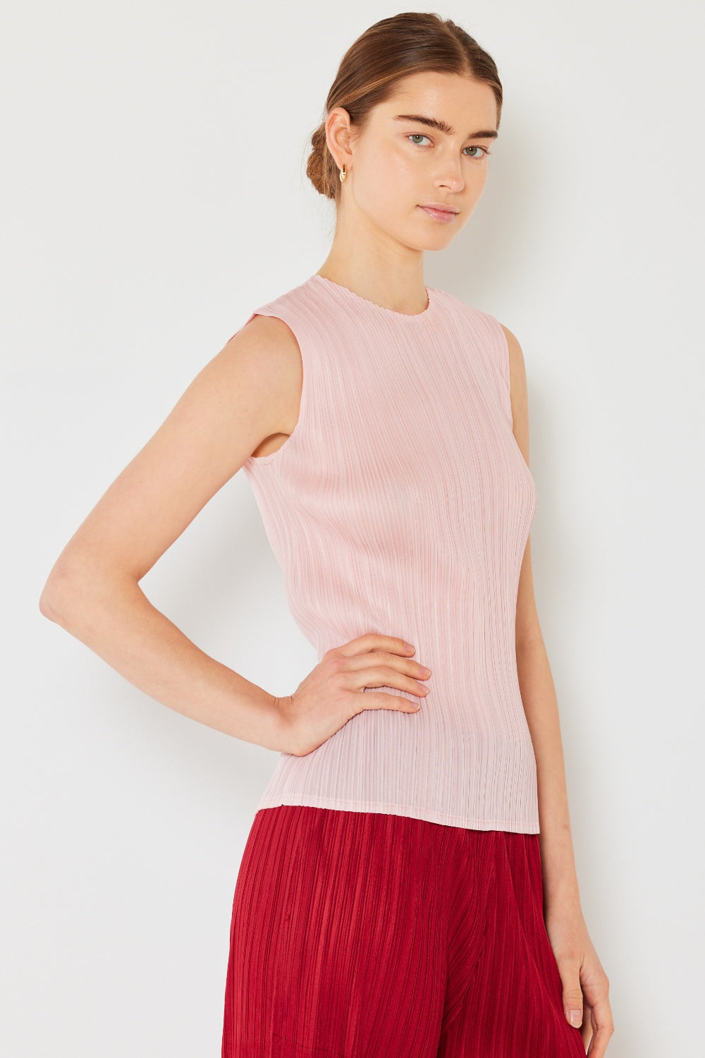 Marina West Swim Pleated Sleeveless Crewneck Tank