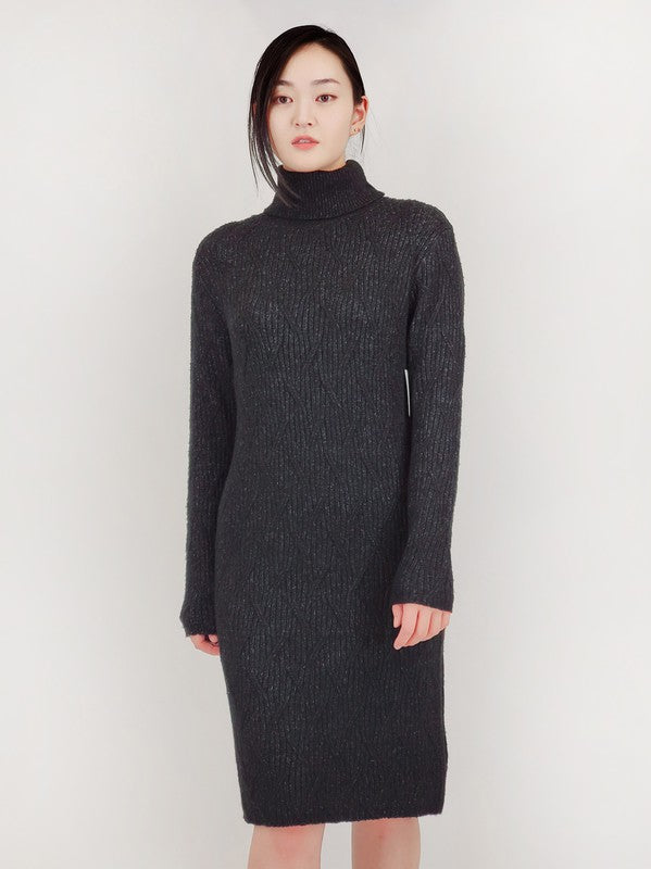 Loose Fit Turtleneck Long Sleeve Sweater Dress