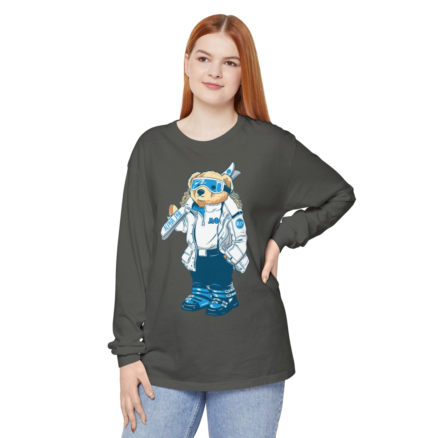 Alpha Phi Polo Ski Bear Long Sleeve T-Shirt