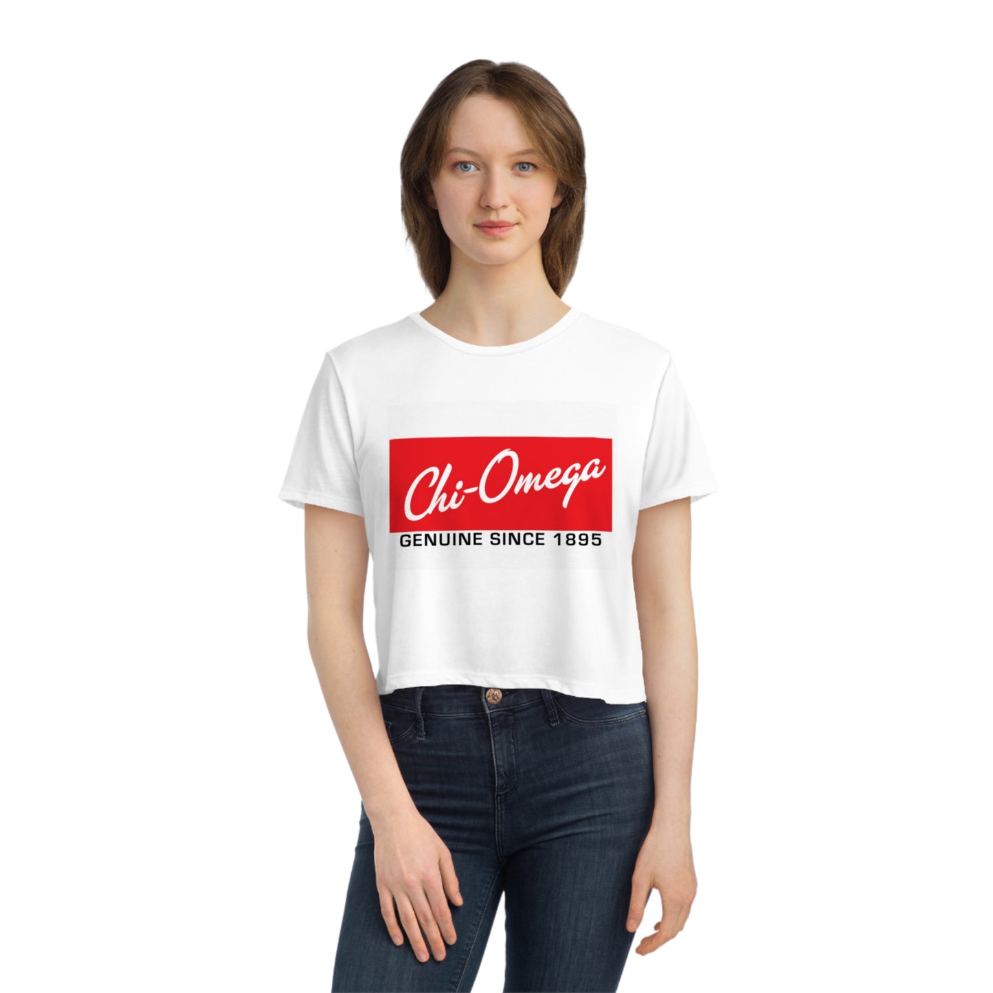 Chi Omega Ray Ban Flowy Cropped Tee