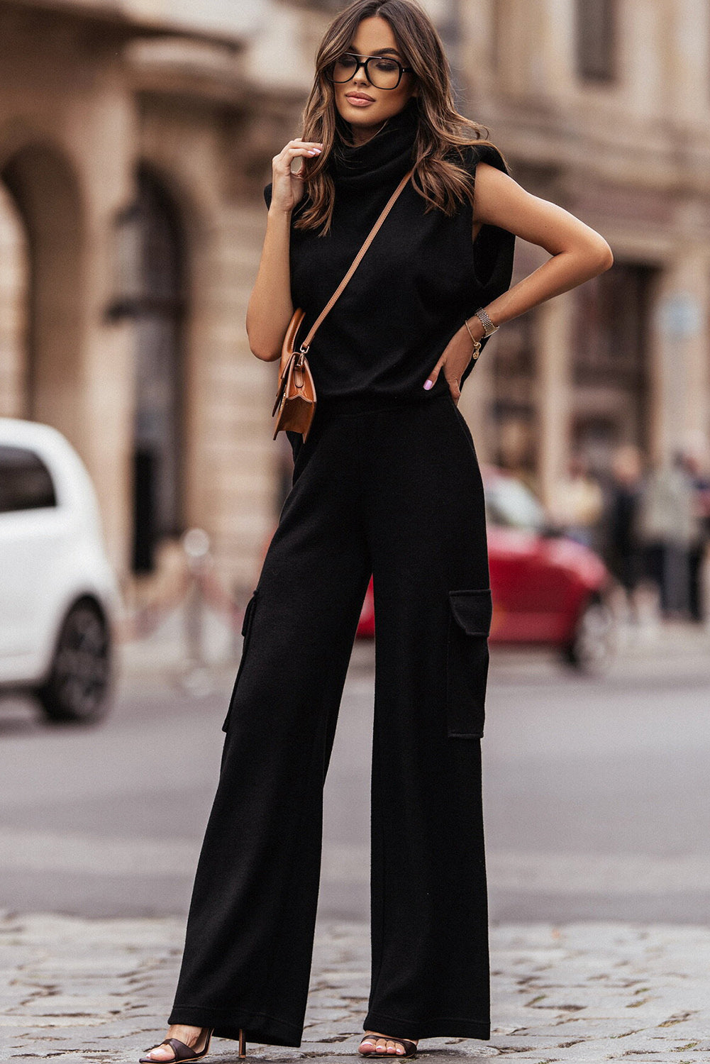 Black High Neck  Cargo Pants Outfit