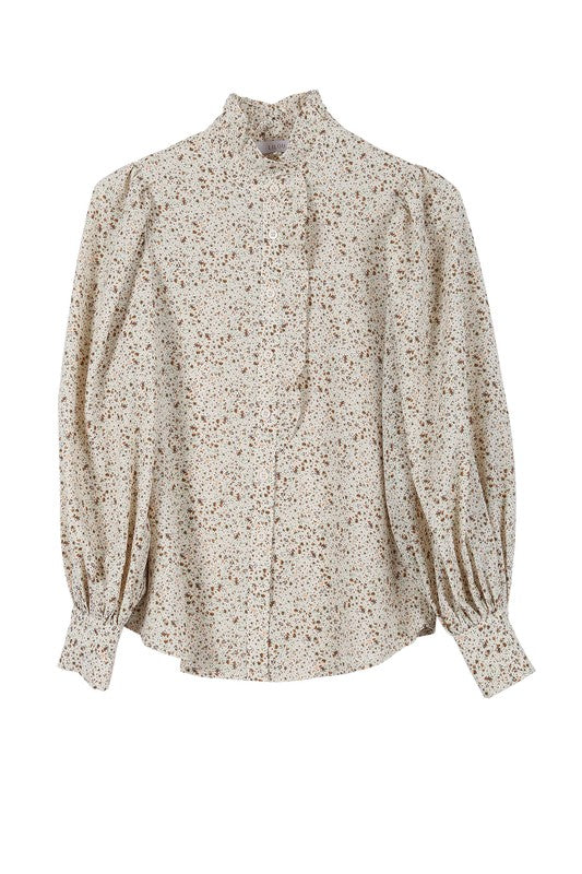 Floral & Flirty Stand Collar Floral Blouse