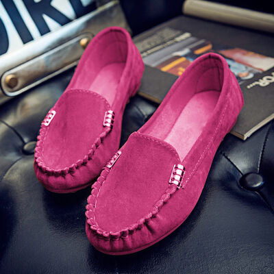 Deep Rose Round Toe Driving Mocs