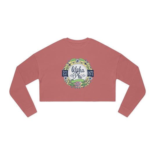 ALPHA PIE Floral Circle Women's Cropped Sweatshirt