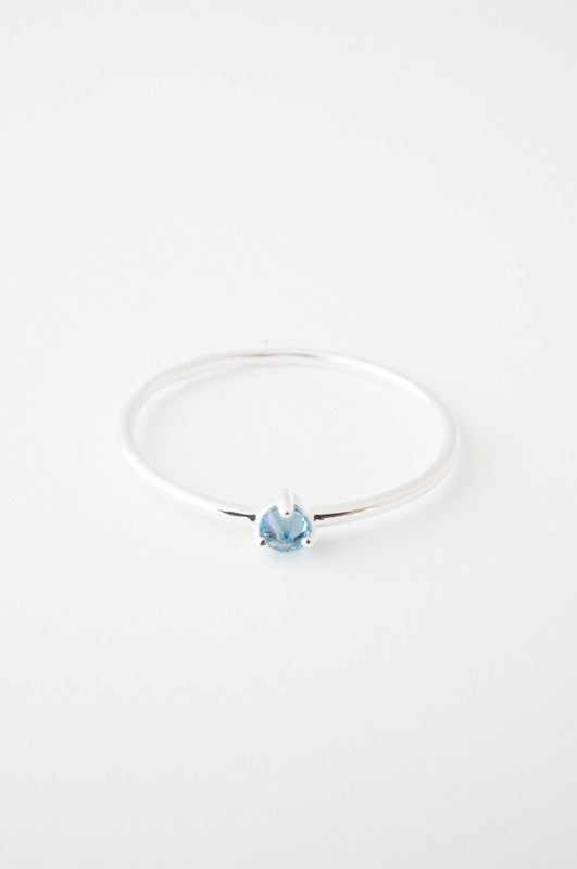 Aquamarine Crystal Point Solitaire Ring