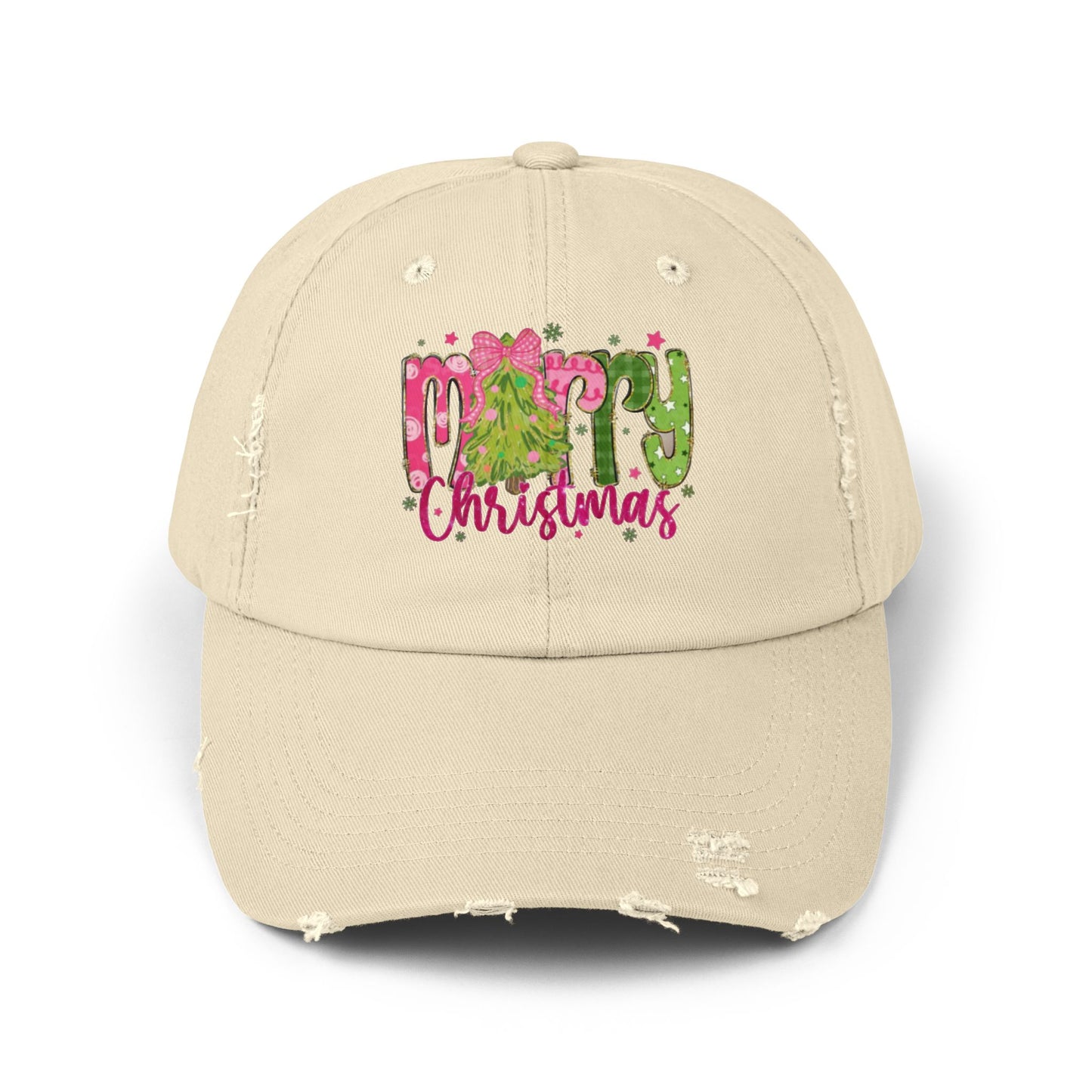 “Merry Christmas,” Holiday Unisex Distressed Cap