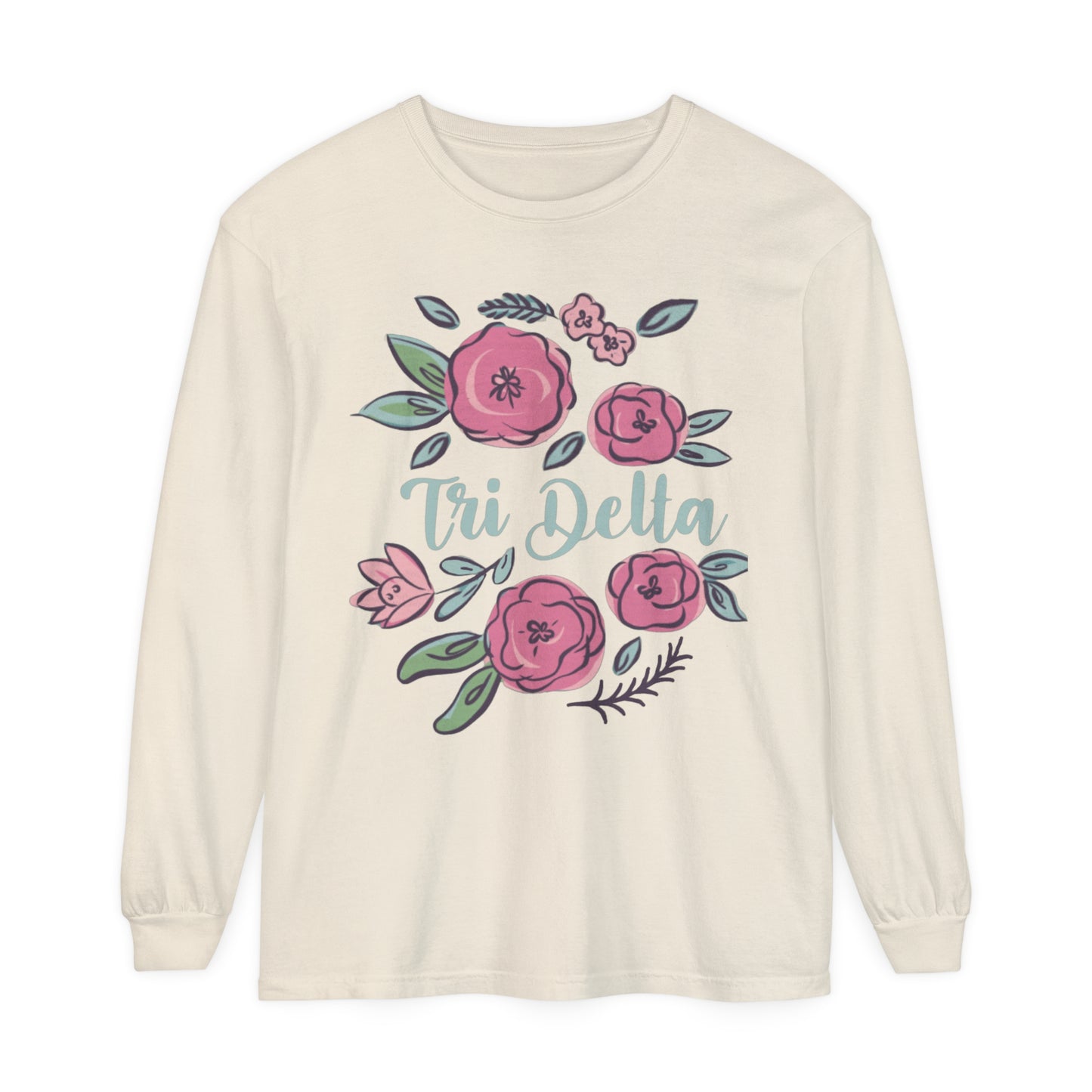 Tri Delta Watercolor Flowers  Long Sleeve T-Shirt