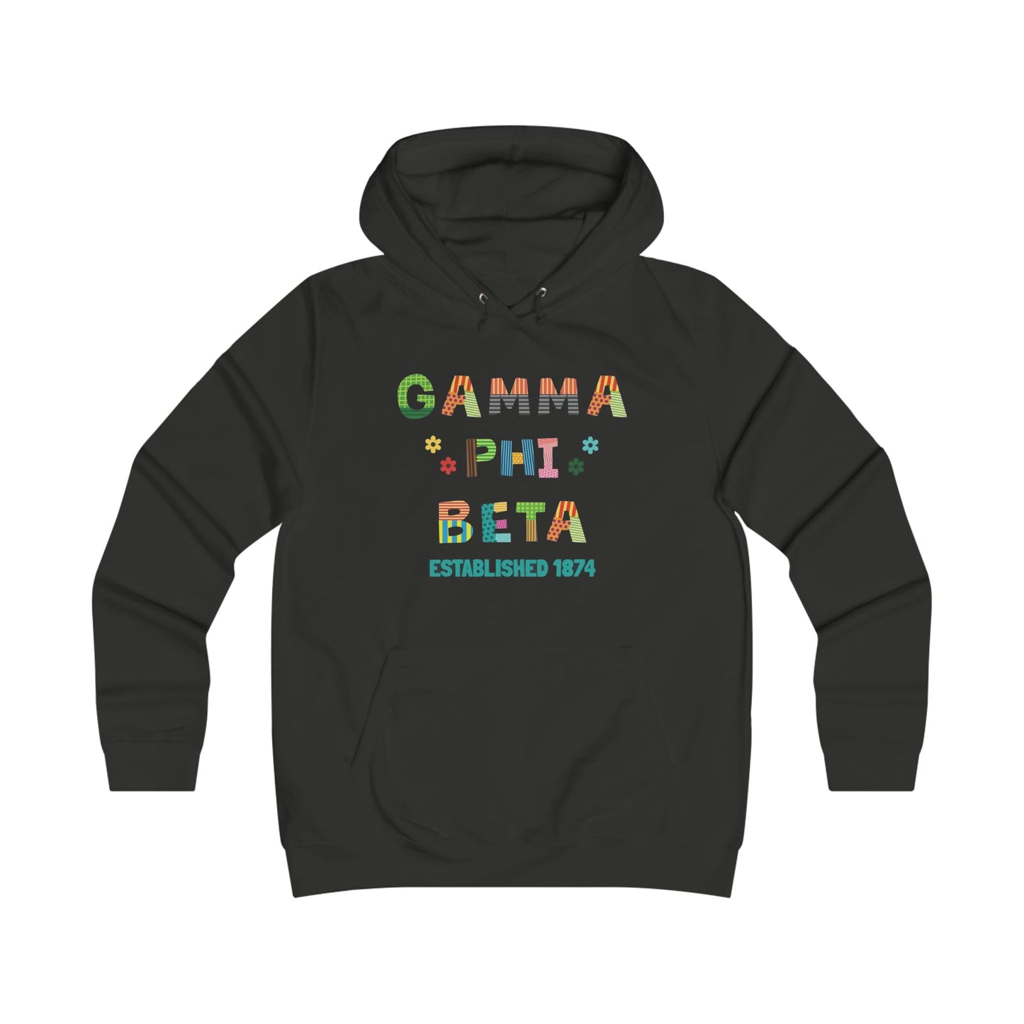 Gamma Phi Beta Black Girlie College Hoodie