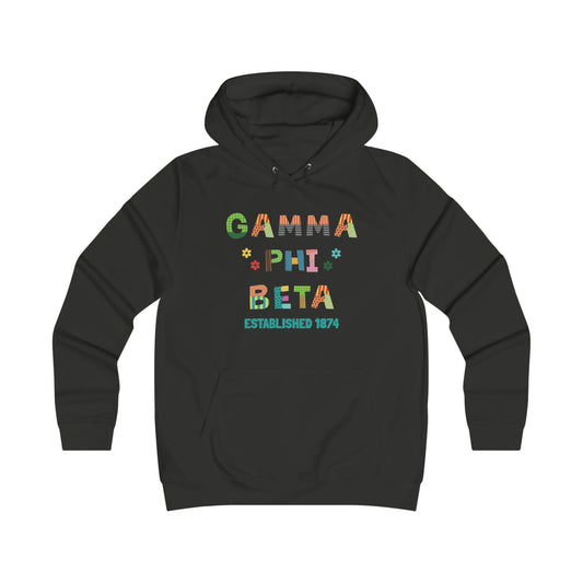 Gamma Phi Beta Black Girlie College Hoodie