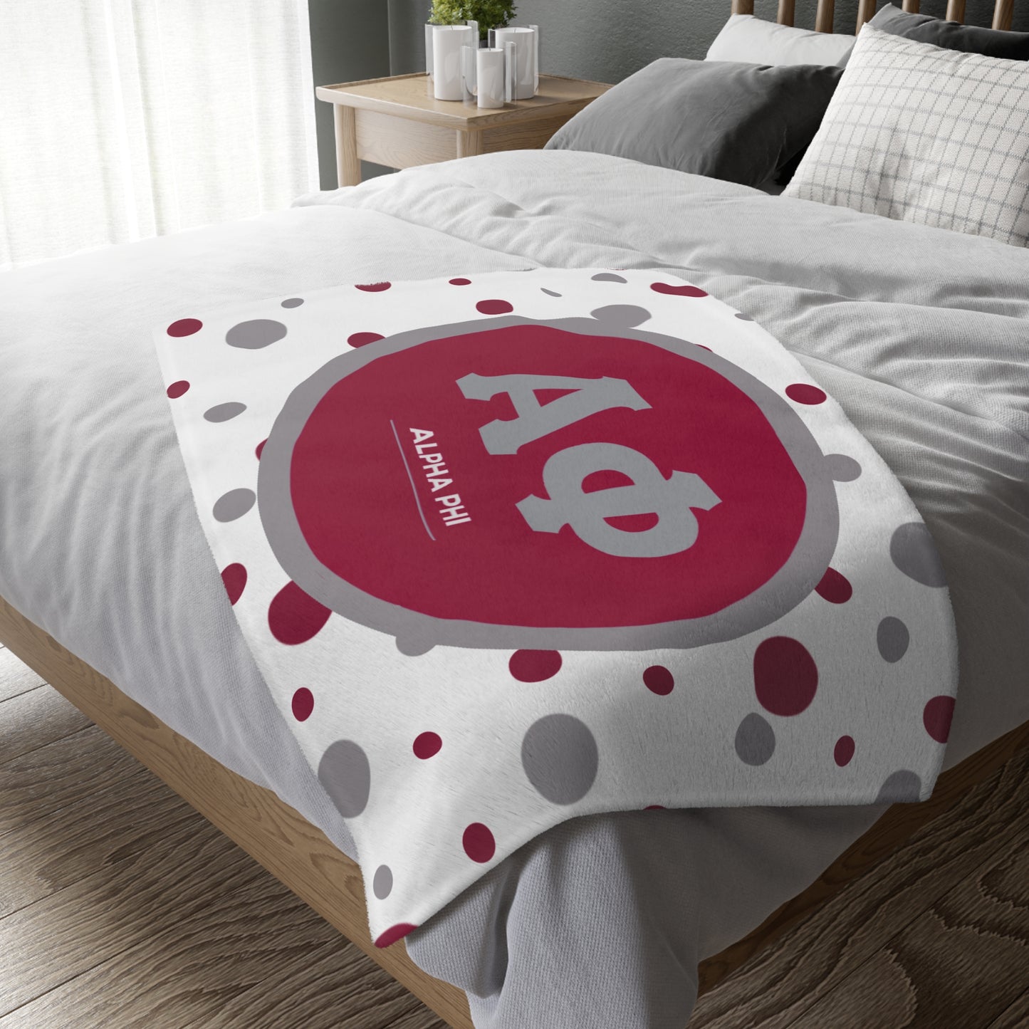 Alpha Phi Velveteen Microfiber Blanket (Two-sided print)