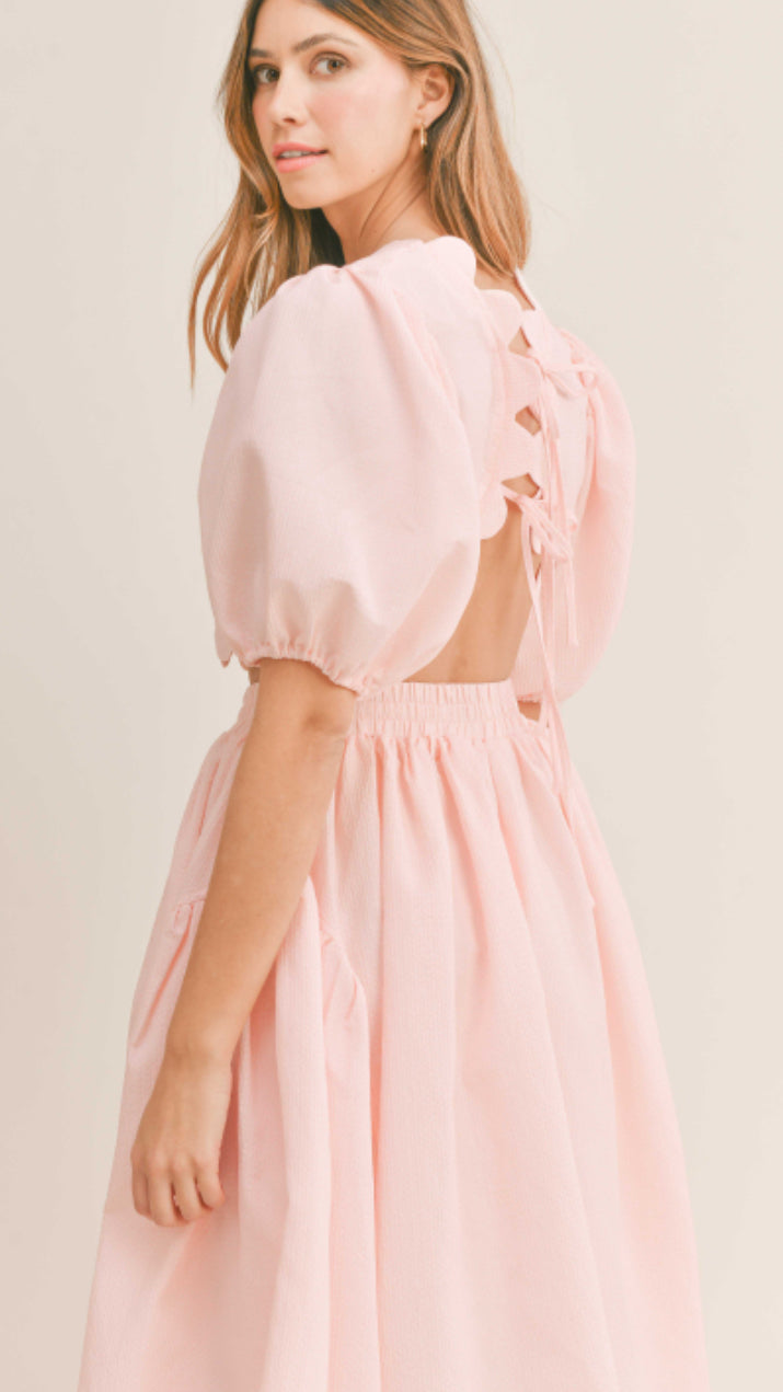 AMABLE PREMIUM PUFF SLEEVE CROP TOP AND SKIRT SET