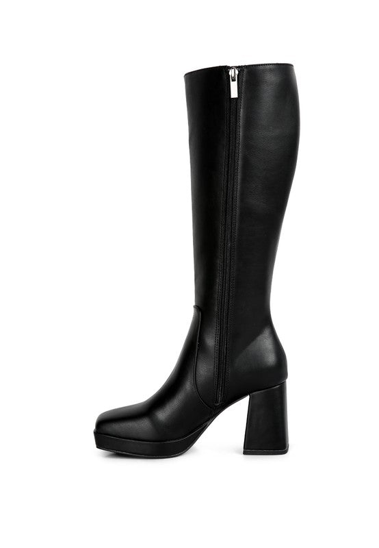 Bouts High Calf Block Heel Boots