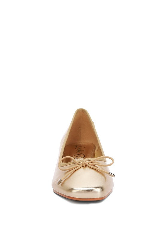 Laga Metallic Low Block Heel Ballerinas