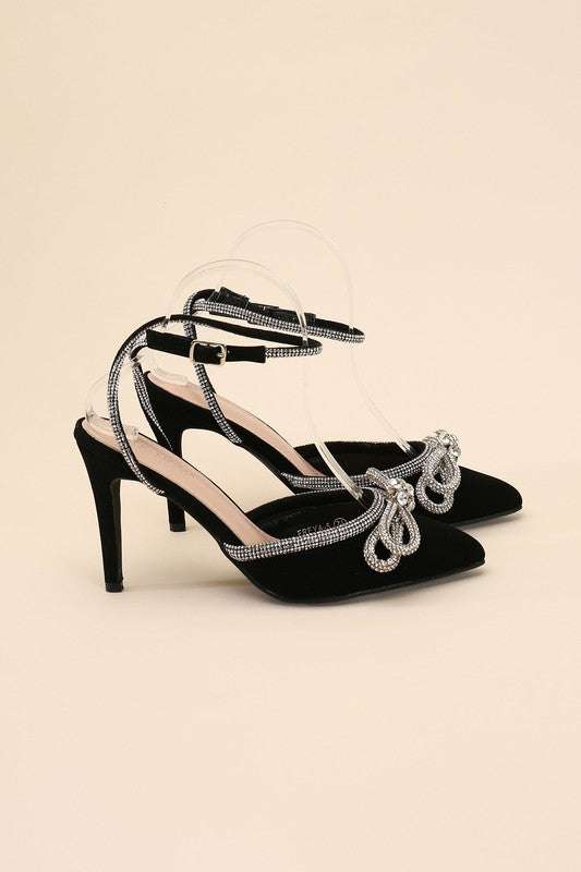 Freya Black Double Bow Heel