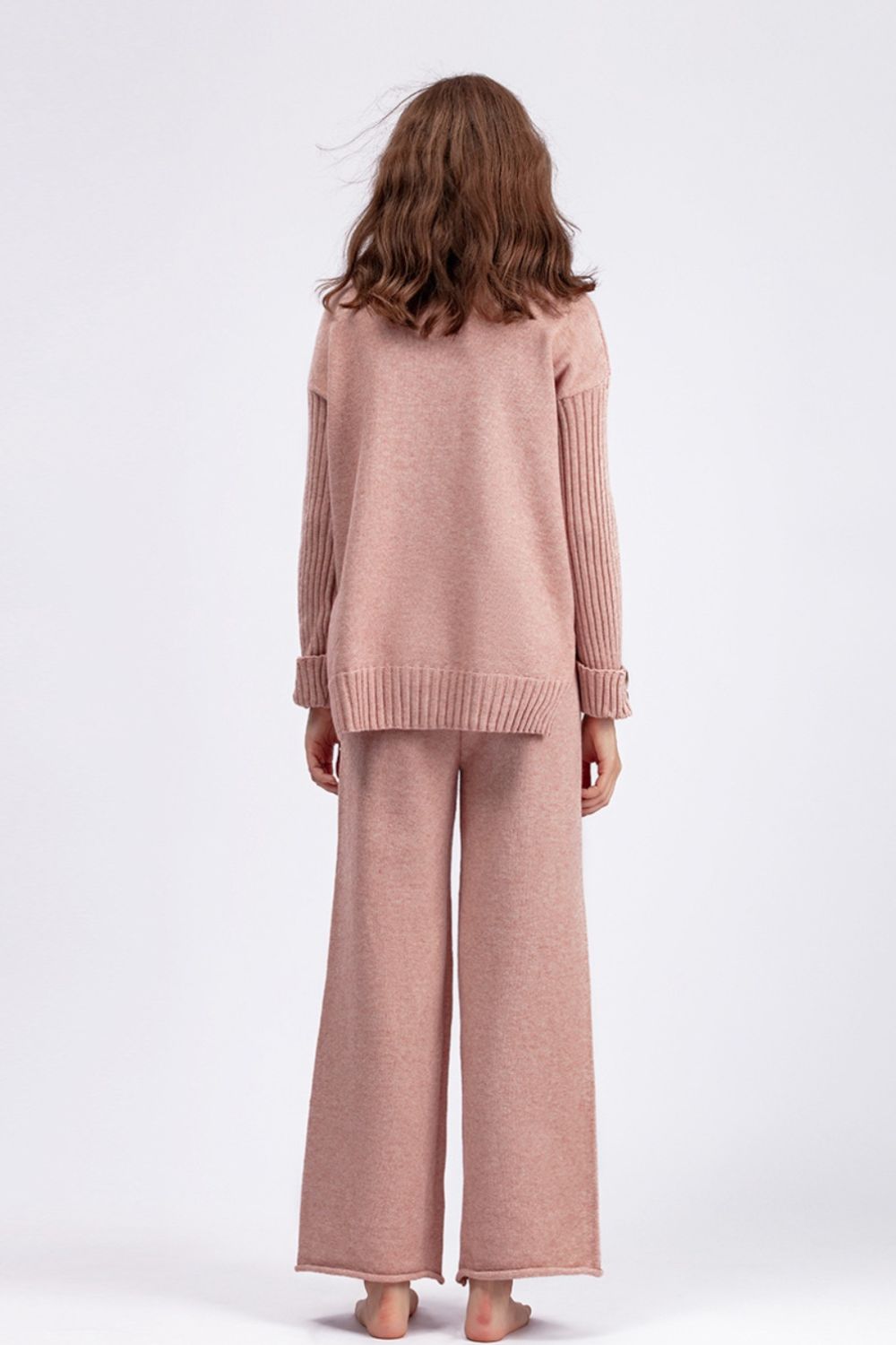 Basic Bae High- Low Turtleneck Long Sleeve Top and Pants Sweater Set