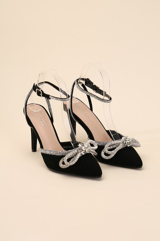 Freya Black Double Bow Heel