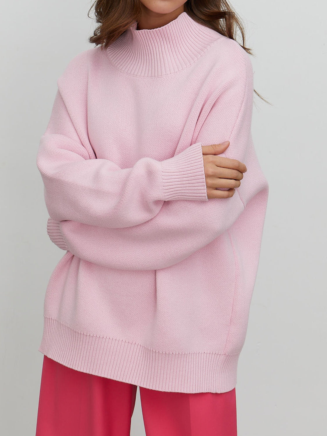 Mock Neck Dropped Shoulder Sweater