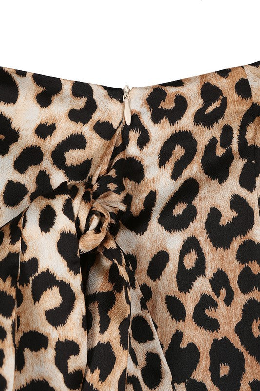 Wild Satin leopard tie skirt