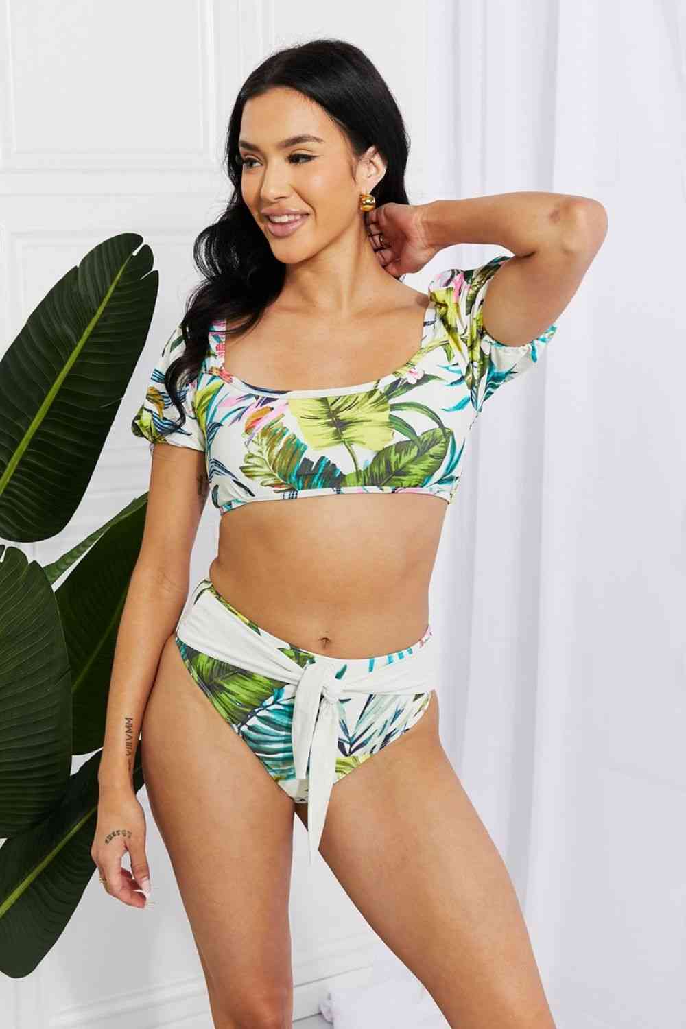 Island Hughes Puff Sleeve Bikini in Floral