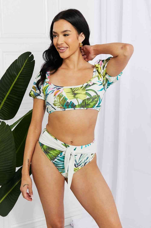 Island Hughes Puff Sleeve Bikini in Floral