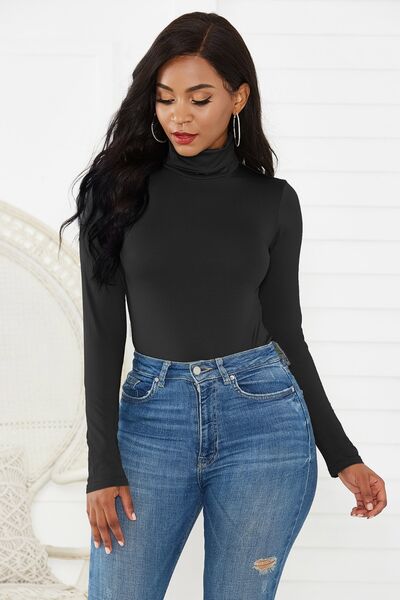 Turtleneck Long Sleeve Bodysuit: Black, White or Sage